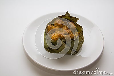 Japanese codfish in banana leaves Stock Photo