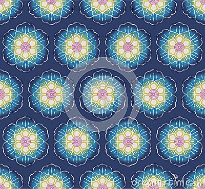 Japanese Colorful Gradient Lotus Bud Vector Seamless Pattern Vector Illustration