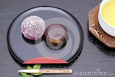 Japanese confectionery, red bean jelly Yokan Stock Photo
