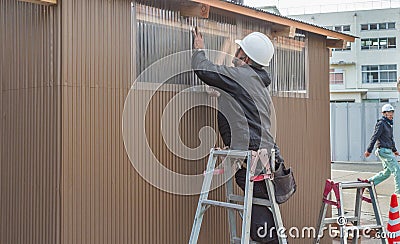 Japanese construction worker. Editorial Stock Photo