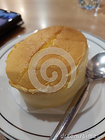 Japanese Cotton Cake is a Favorite Delicious Dessert Stock Photo