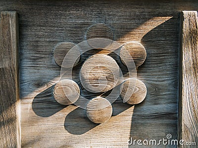 Japanese Crests Wooden symbol in shrine Japan culture Stock Photo