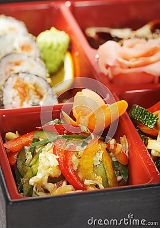 Japanese Cuisine - Bento Lunch Stock Photo