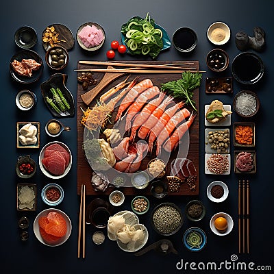 japanese cuisine knolling professional food photo Stock Photo