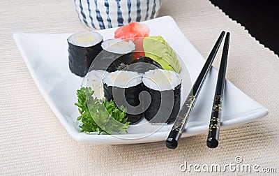 japanese cuisine. sushi on the background Stock Photo