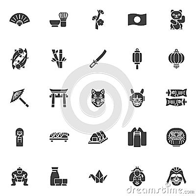 Japanese culture vector icons set Vector Illustration