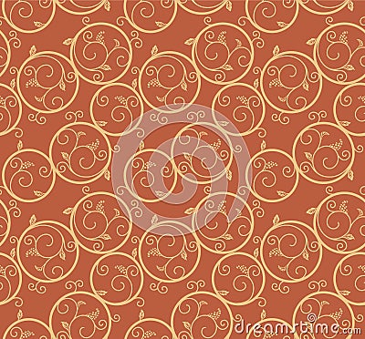Japanese Curl Flower Circle Vector Seamless Pattern Vector Illustration