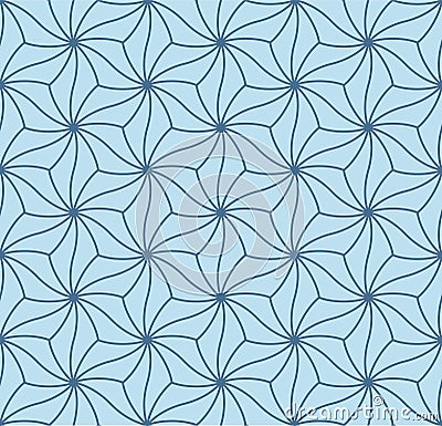Japanese Curl Line Hexagon Star Vector Seamless Pattern Vector Illustration