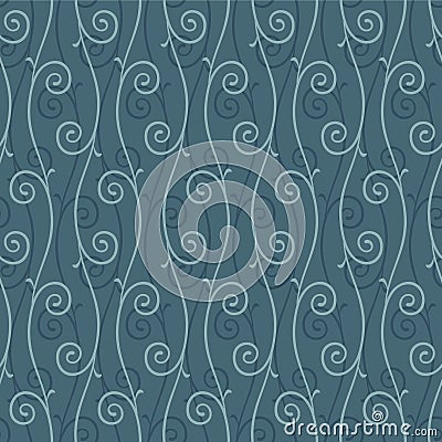 Japanese Curl Vine Vector Seamless Pattern Vector Illustration