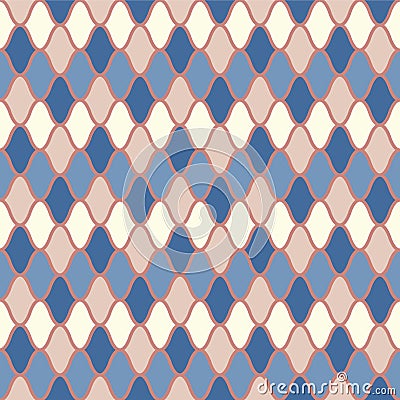 Japanese Curl Zigzag Line Mosaic Vector Seamless Pattern Vector Illustration