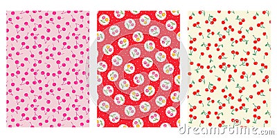 Japanese Cute Cherry Abstract Vector Background Collection Vector Illustration
