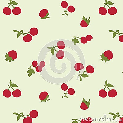 Japanese Cute Cherry Pattern Vector Illustration