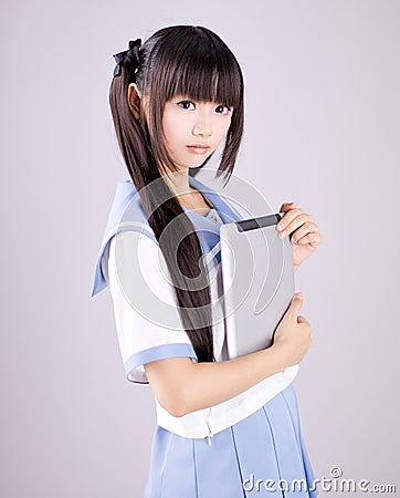 Japanese cute teen school girl Stock Photo