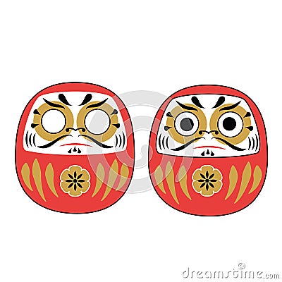 Japanese Daruma Dolls with and without eyes. Traditional mascot for asian new Year holidays Vector Illustration