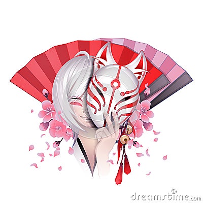 Japanese deamon fox Vector Illustration