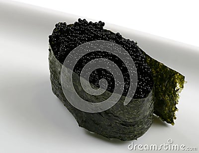 Japanese delicacy food! Black caviar roll Stock Photo