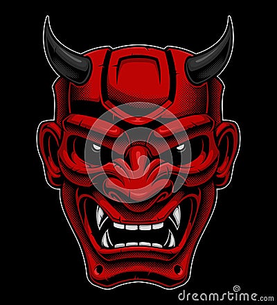 Japanese demon mask. Vector Illustration