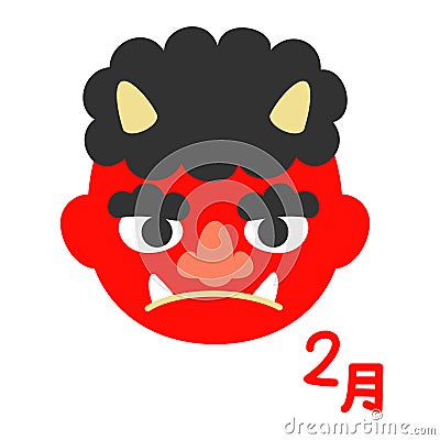 Japanese devil mask, `Setsubun` february in japanese Cartoon Illustration