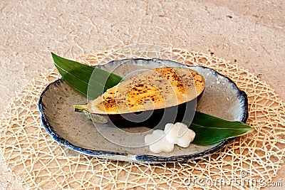 Japanese dishes - Baked Eggplant with Cheese Stock Photo