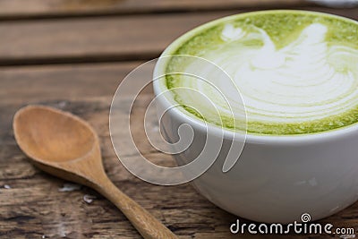 Japanese drink, Latte Cup of green tea Stock Photo