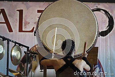 Japanese drummer in action Editorial Stock Photo