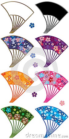 Japanese fan curve set Vector Illustration