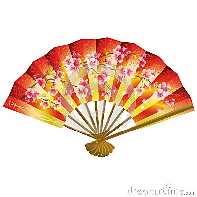 Japanese fan over white Vector Illustration