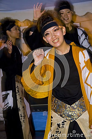 Japanese female dancers festival Editorial Stock Photo