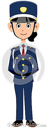 A Japanese female security guard Vector Illustration