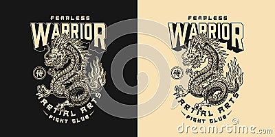 Japanese fight club vintage label Vector Illustration