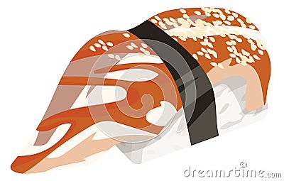 Japanese fish sushi icon. Cartoon asian dish Vector Illustration