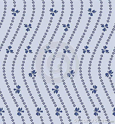 Japanese Flower Curl Wave Vector Seamless Pattern Vector Illustration