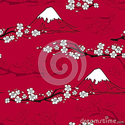 Japanese Flower Pattern Vector Illustration