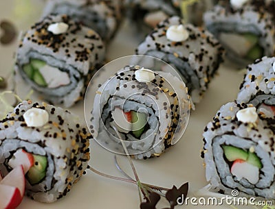 Japanese food california sushi rolls Stock Photo