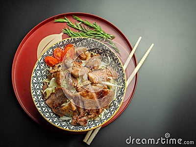 Japanese food, Deep-fried pork cutlet rice bowl Stock Photo