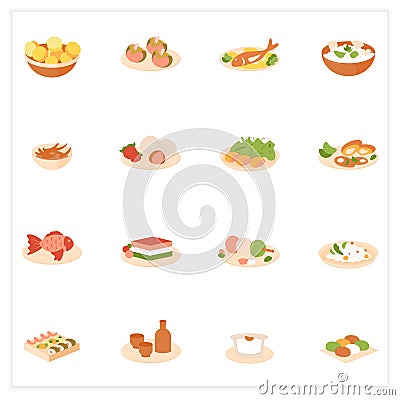 Japanese food flat icons Vector Illustration