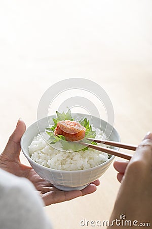 Mentaiko and rice Stock Photo