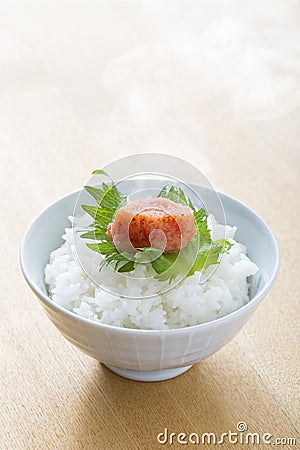 Mentaiko and rice Stock Photo