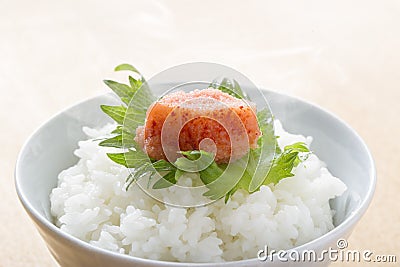 Mentaiko and rice Stock Photo