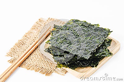 Japanese food nori dry seaweed sheets. Stock Photo