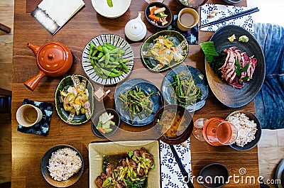Japanese food at the restaurant Stock Photo