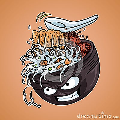 Japanese Food - Smile Katshu Vector Illustration