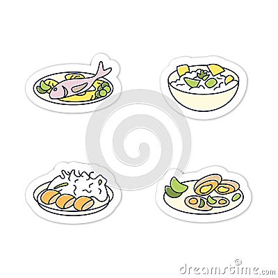 Japanese food sticker Vector Illustration