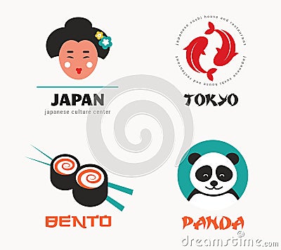 Japanese food and sushi icons, menu design Vector Illustration