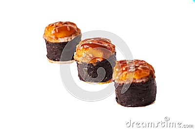 Japanese food sushi rolls isolated on white background Stock Photo