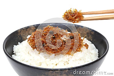 Japanese food, Tsukudani of chirimen jako Stock Photo
