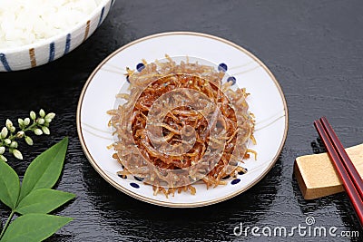 Japanese food, Tsukudani of chirimen jako Stock Photo