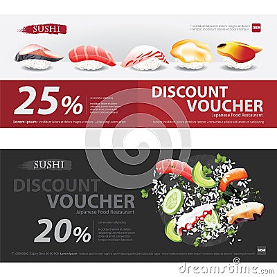 Japanese Food Voucher Discount Template Vector Illustration