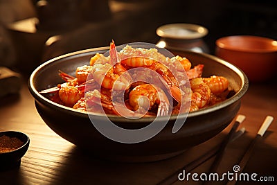 japanese fried prawns in bowl Stock Photo