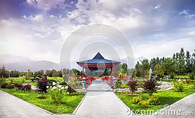 Japanese garden in Almaty Stock Photo